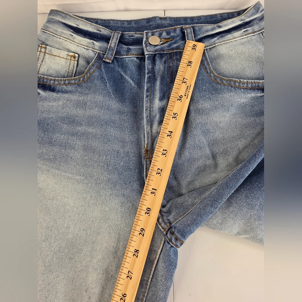 SHEIN Distressed Straight Leg Jeans Size 28 High Rise 3324-i